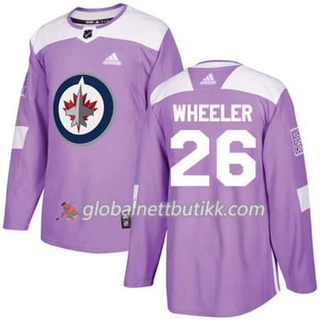 Winnipeg Jets Hockeydrakt Blake Wheeler 26 2017-2018 Purple Fights Cancer Practice Adidas Authentic - Herre